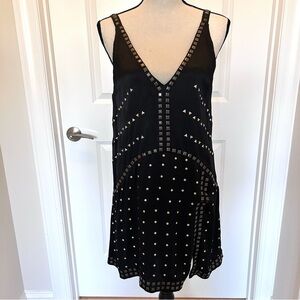 Anthropologie Black Studded Sleeveless Mini Dress | Size XS